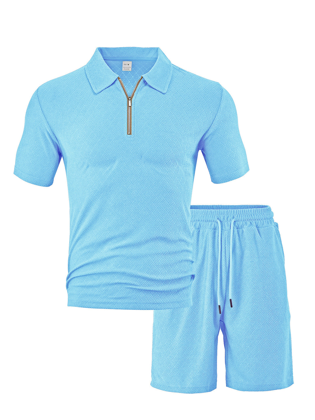 Men’s Textured Zip Polo Short Set
