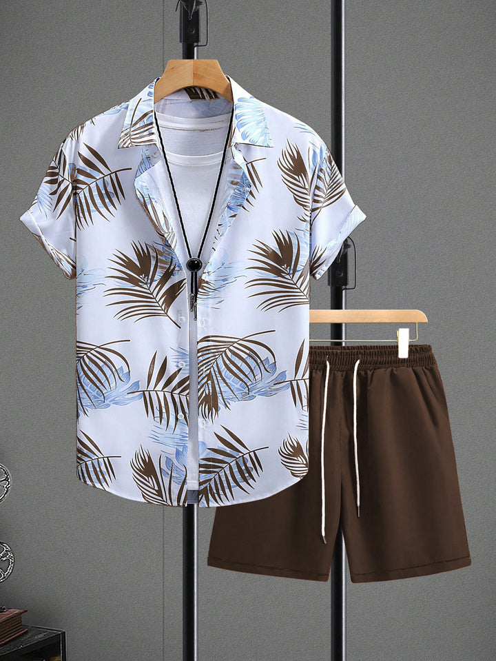 Men’s Tropical Print Shirt &amp; Shorts Set