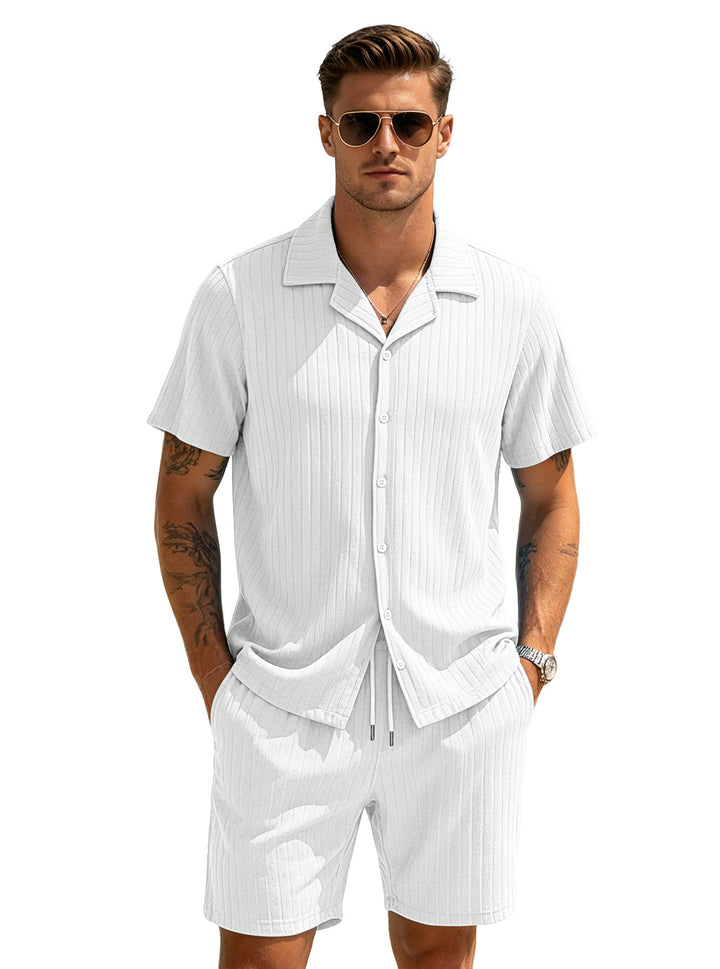 Men’s Textured Resort Shirt &amp; Shorts Set