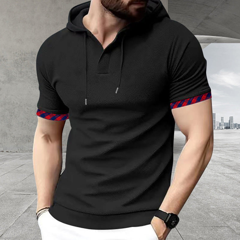 Men’s Textured Hooded Polo Shirt