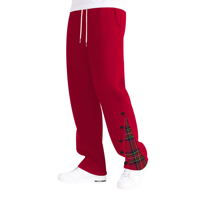 Men’s Plaid-Insert Snap-Hem Track Pants