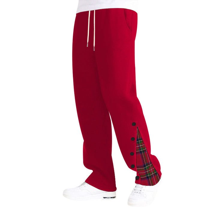 Men’s Plaid-Insert Snap-Hem Track Pants