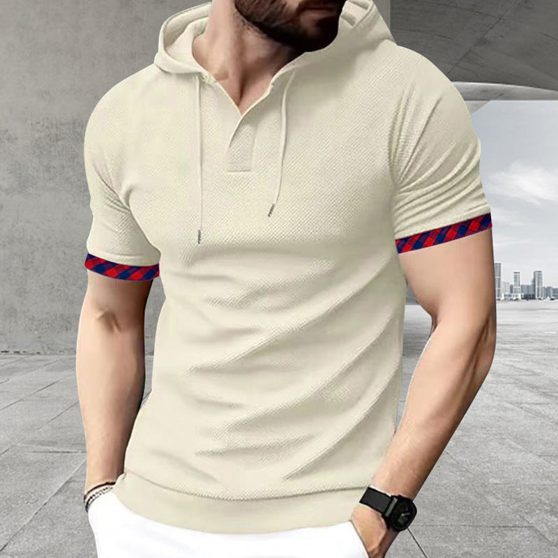 Men’s Textured Hooded Polo Shirt