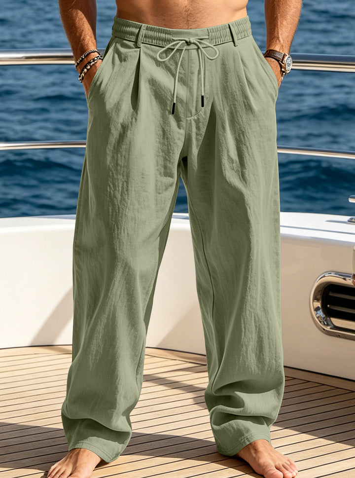 Men’s Vintage Linen Relaxed Straight-Leg Pants
