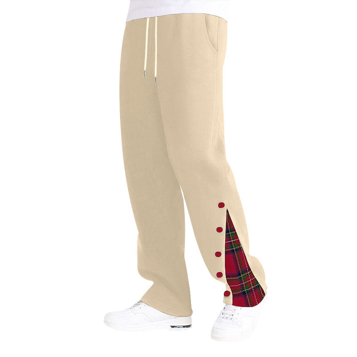 Men’s Plaid-Insert Snap-Hem Track Pants