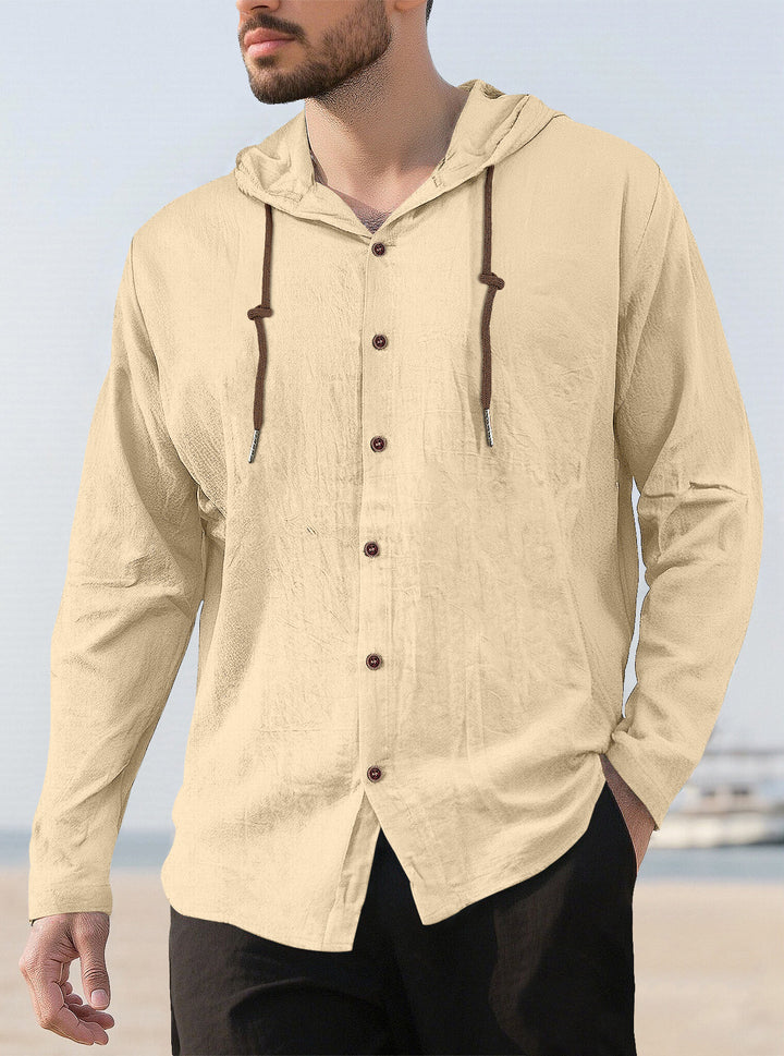 Men’s Lightweight Linen-Blend Hooded Shirt