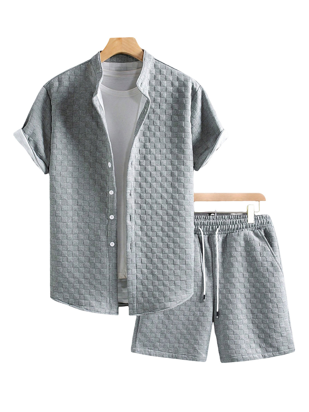 Men’s Textured Short-Sleeve Shirt &amp; Shorts Set