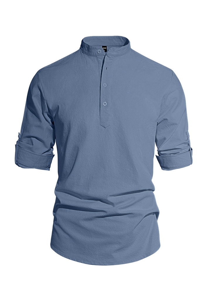 Men’s Casual Linen Henley Shirt