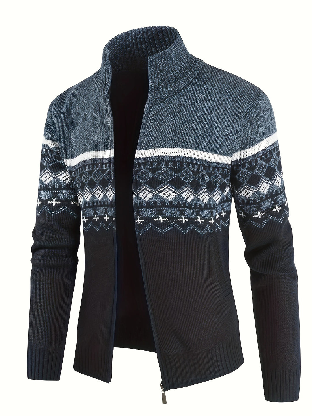 Men’s Nordic-Pattern Knit Cardigan