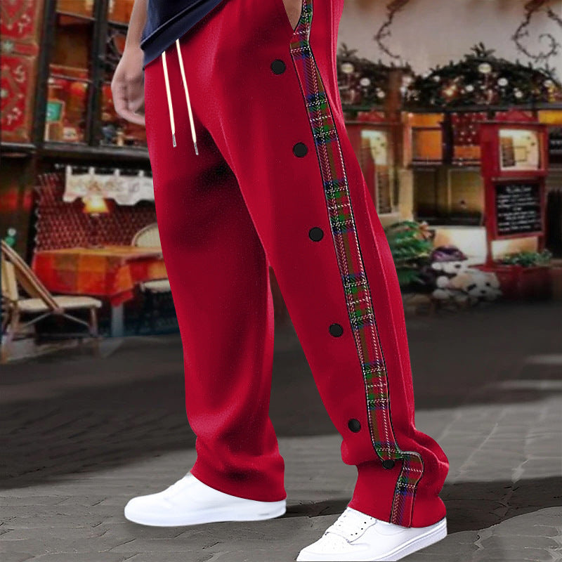 Men’s Plaid Side-Panel Snap Track Pants