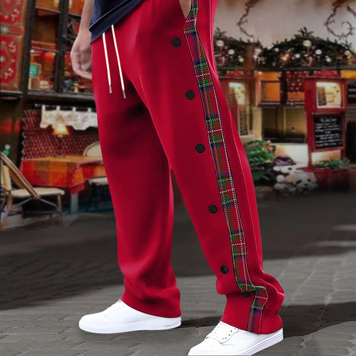 Men’s Plaid Side-Panel Snap Track Pants
