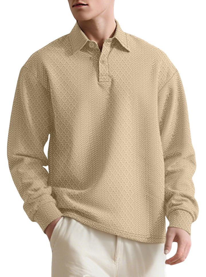 Men’s Textured Jacquard Long-Sleeve Polo