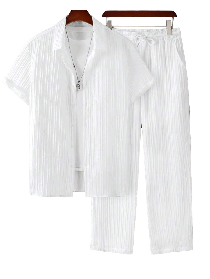 Men’s Ribbed Short-Sleeve Shirt &amp; Pants Set
