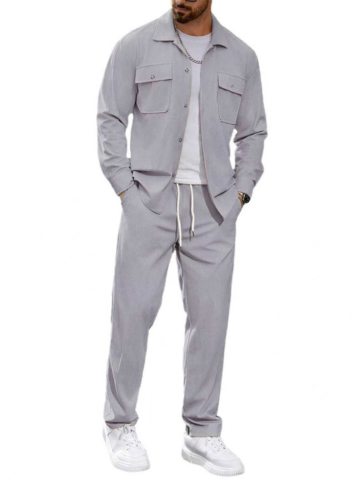 Men’s Textured Utility Shirt &amp; Drawstring Pants Set