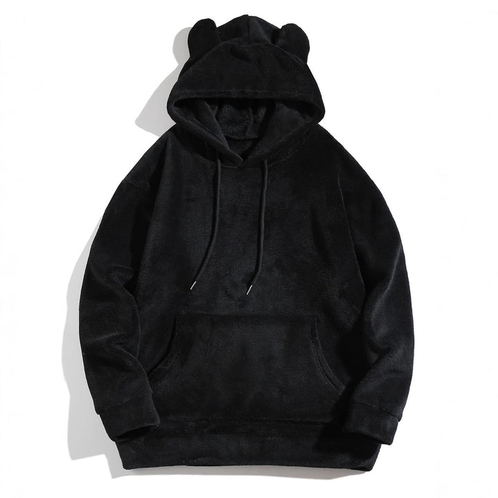 Men’s Cozy Bear-Ear Fleece Pullover Hoodie