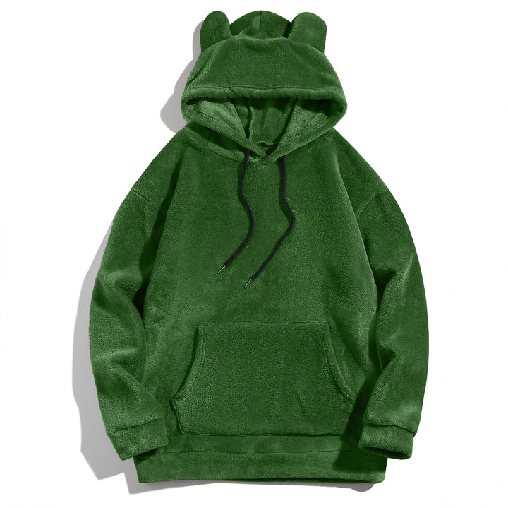 Men’s Cozy Bear-Ear Fleece Pullover Hoodie