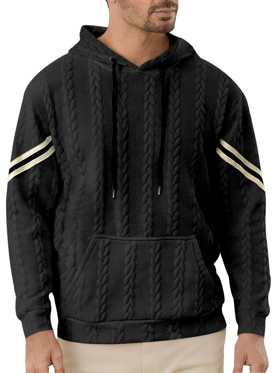 Men’s Cable-Knit Pullover Hoodie