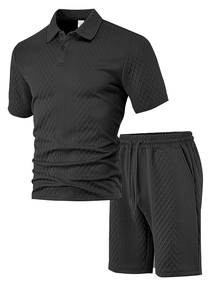 Men’s Textured Polo &amp; Shorts Set
