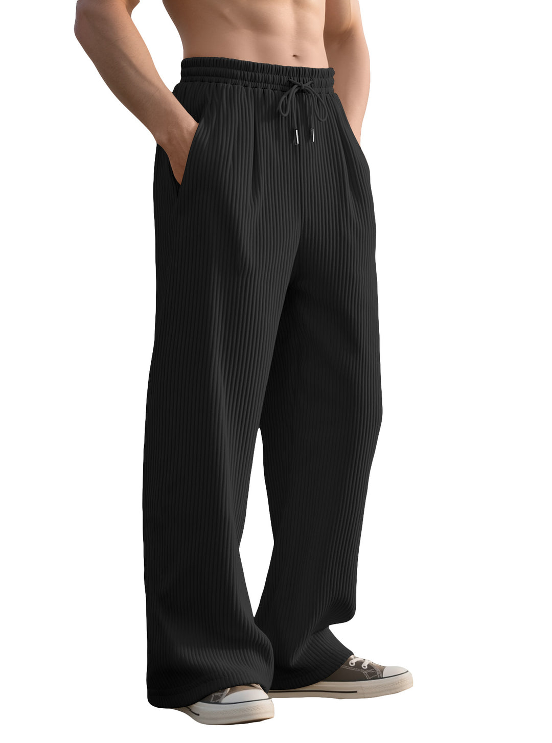 Men’s Pleated Relaxed Wide-Leg Pants
