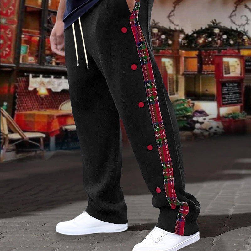 Men’s Plaid Side-Panel Snap Track Pants