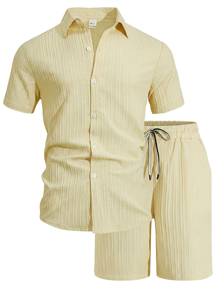 COASTLINE TEXTURED SHIRT &amp; SHORTS SET