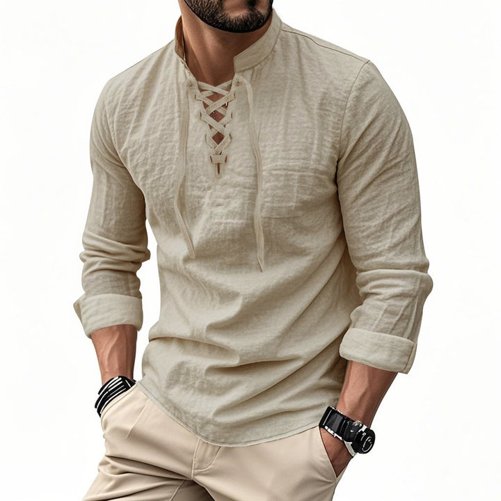 THE ROGUE LACE-UP LINEN SHIRT