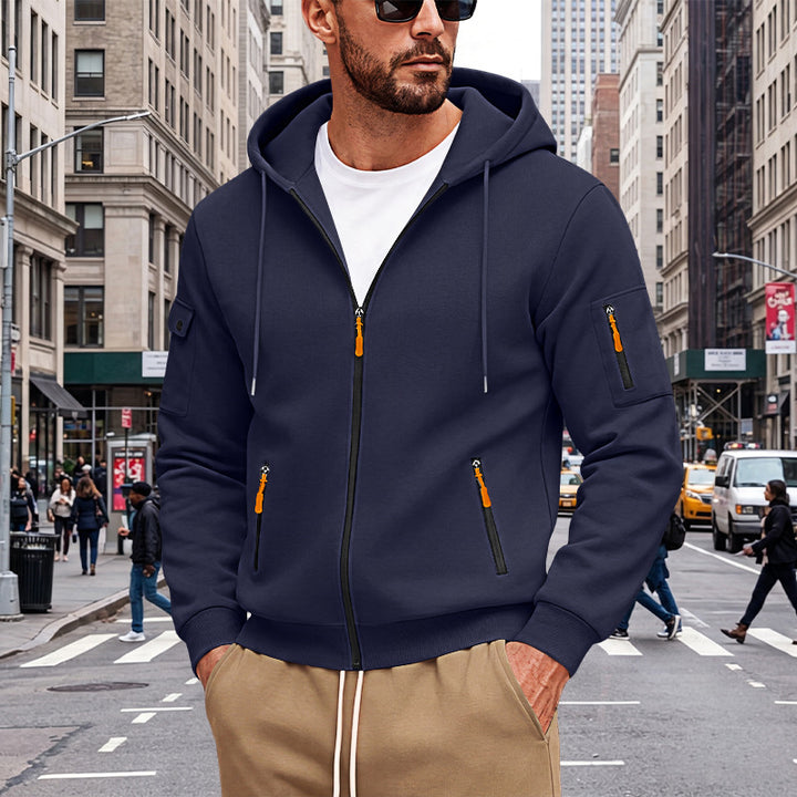 MEN’S FLEECE-LINED ZIP HOODIE