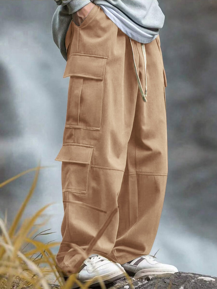 Men’s Utility Multi-Pocket Wide-Leg Cargo Pants