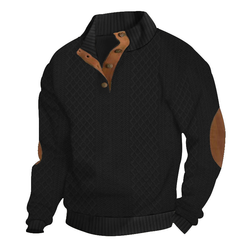 Men’s Cable-Knit Button Mock Neck Sweater