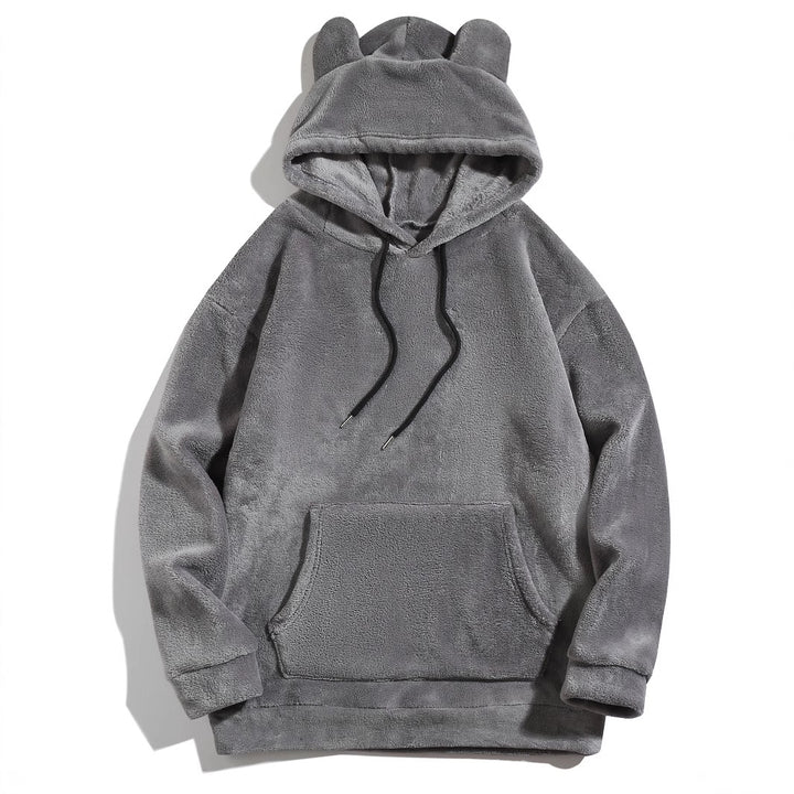 Men’s Cozy Bear-Ear Fleece Pullover Hoodie