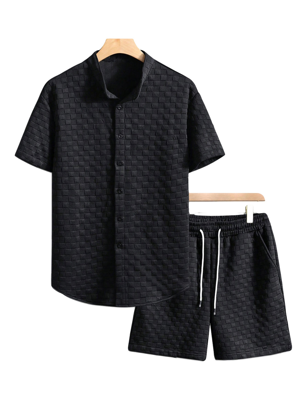 Men’s Textured Short-Sleeve Shirt &amp; Shorts Set