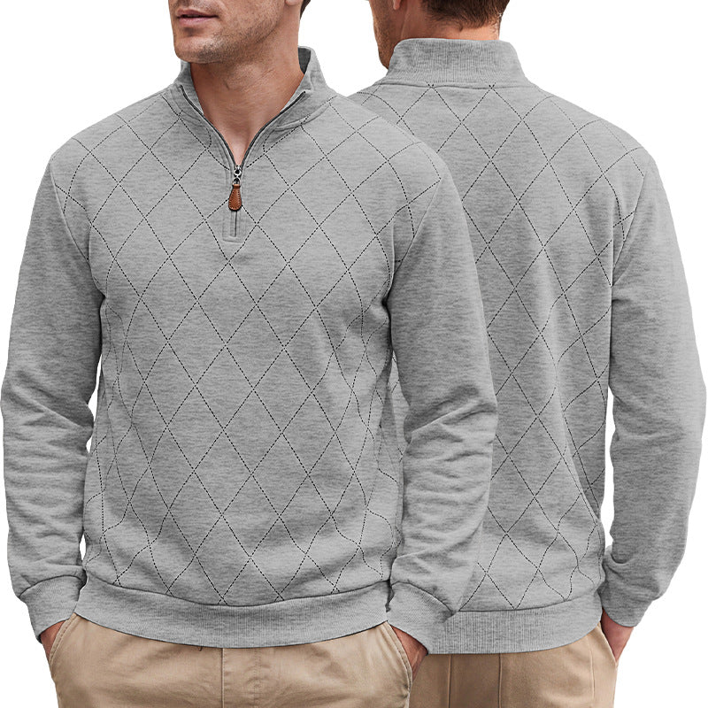 MEN’S ARGYLE QUARTER-ZIP PULLOVER