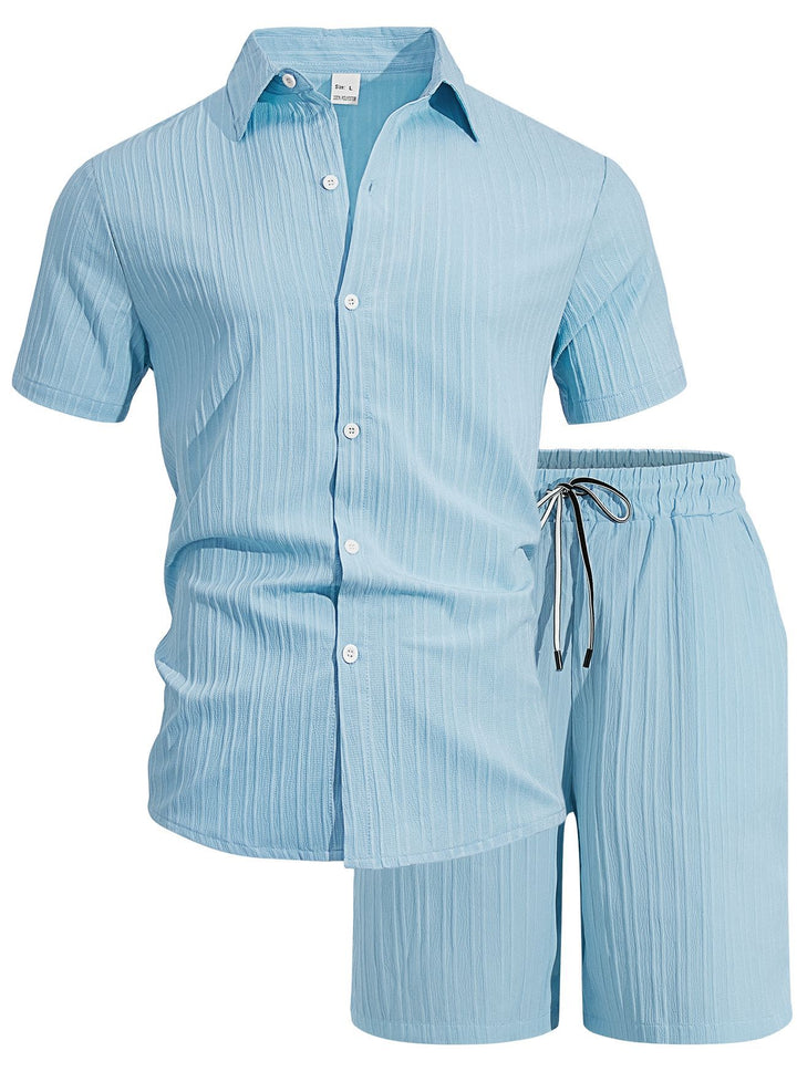 COASTLINE TEXTURED SHIRT &amp; SHORTS SET
