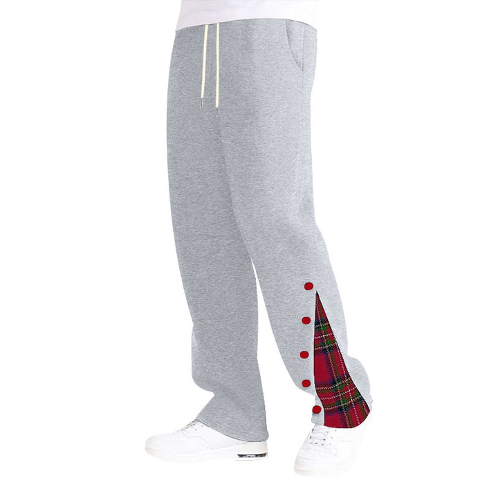 Men’s Plaid-Insert Snap-Hem Track Pants