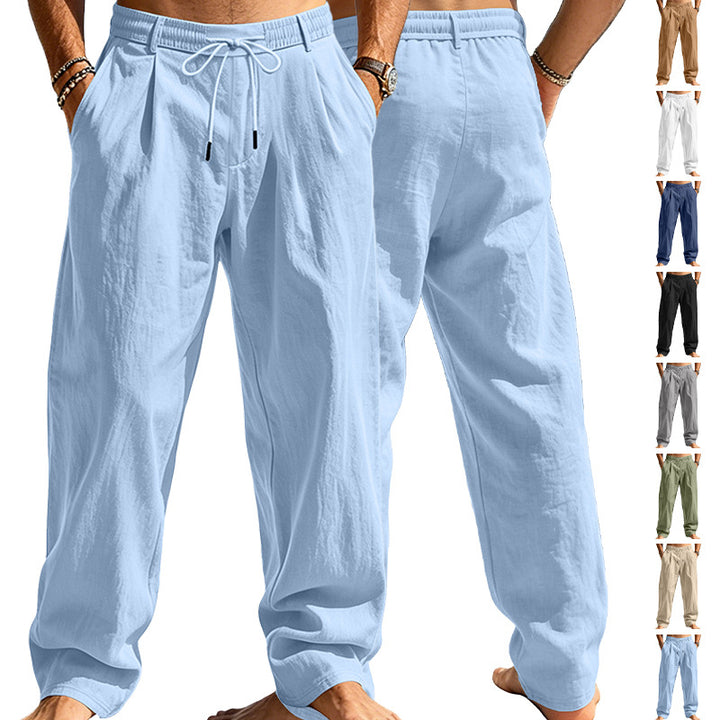 Men’s Vintage Linen Relaxed Straight-Leg Pants