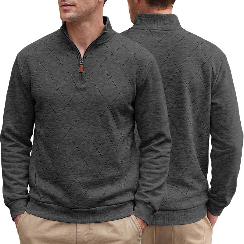 MEN’S ARGYLE QUARTER-ZIP PULLOVER