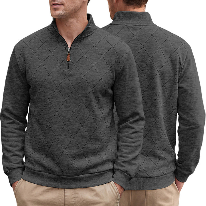 MEN’S ARGYLE QUARTER-ZIP PULLOVER