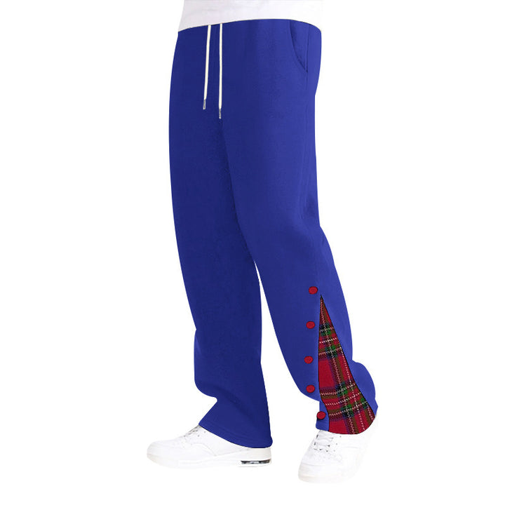 Men’s Plaid-Insert Snap-Hem Track Pants