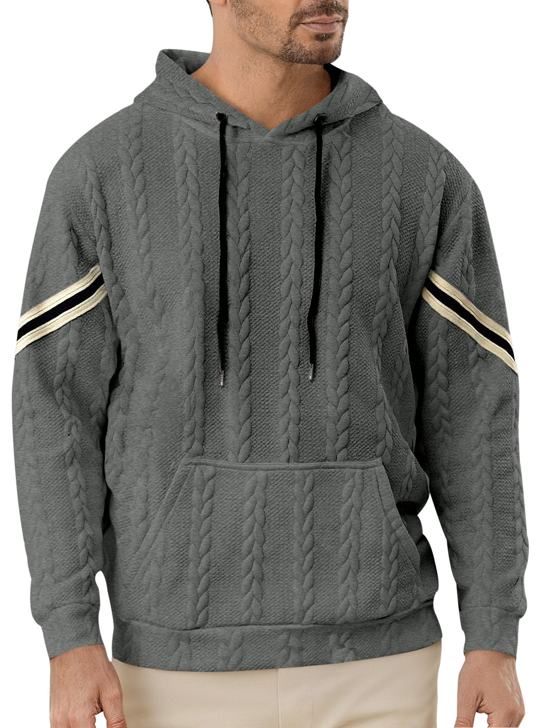 Men’s Cable-Knit Pullover Hoodie