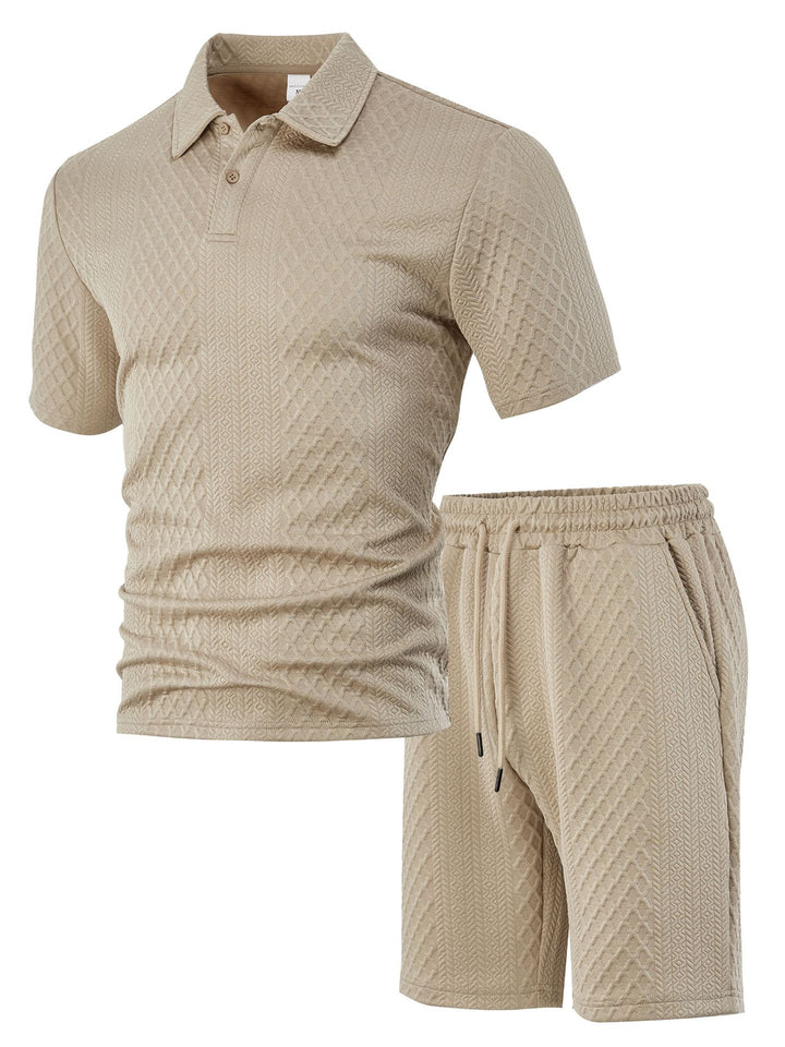 Men’s Textured Polo &amp; Shorts Set