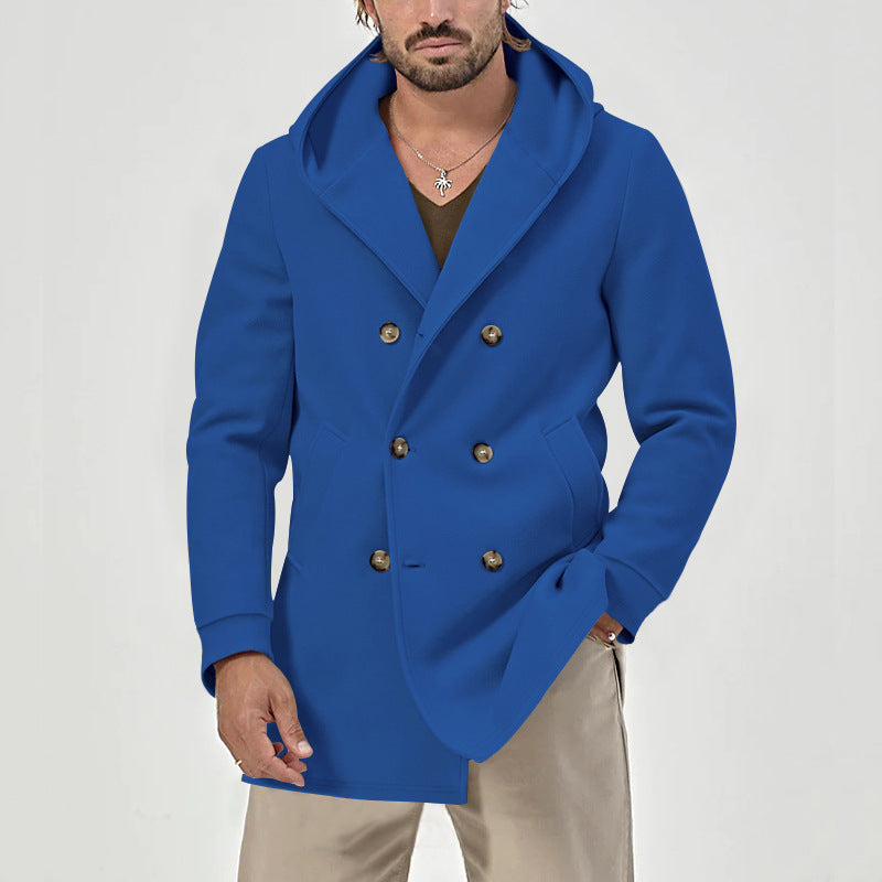 MEN’S HOODED DOUBLE-BREASTED TRENCH COAT
