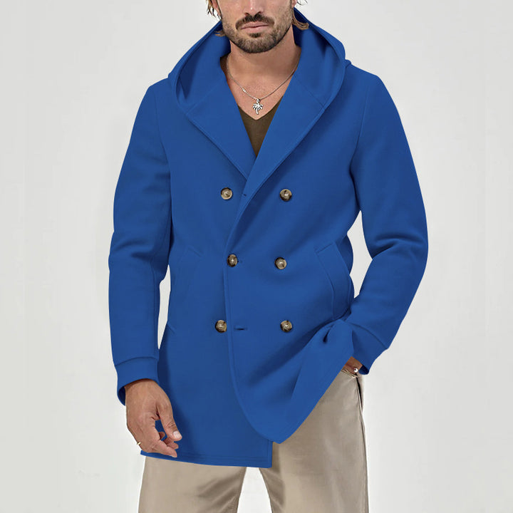 MEN’S HOODED DOUBLE-BREASTED TRENCH COAT