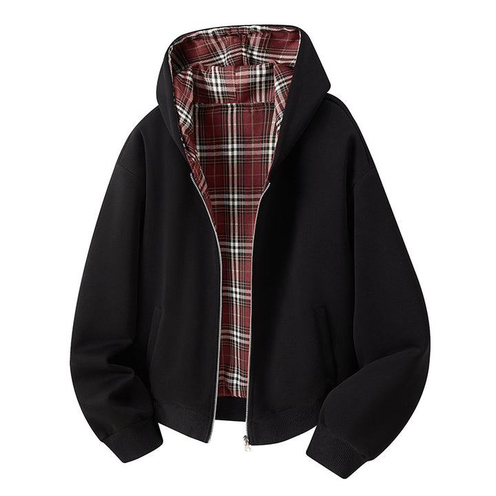 plaid hoodie jacket