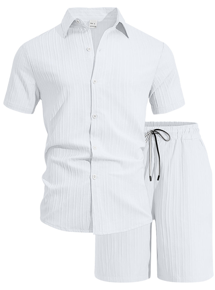 COASTLINE TEXTURED SHIRT &amp; SHORTS SET