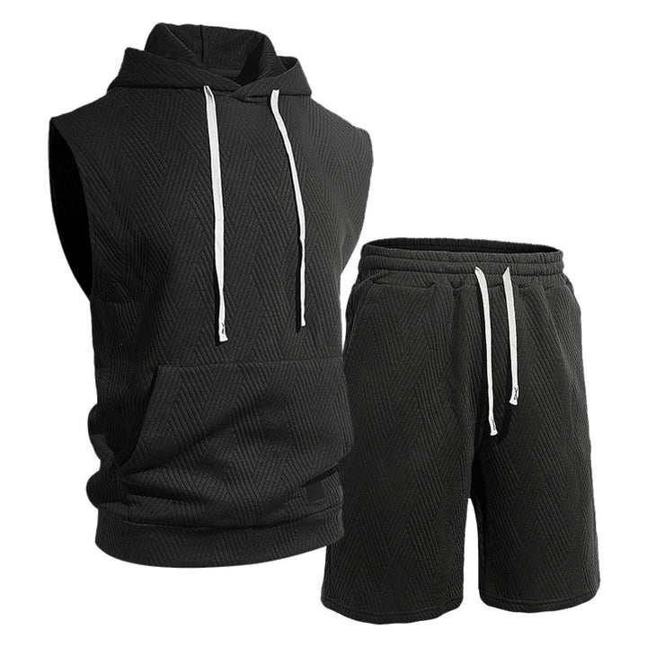 Men’s Textured Sleeveless Hoodie &amp; Shorts Set