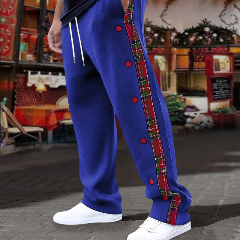 Men’s Plaid Side-Panel Snap Track Pants