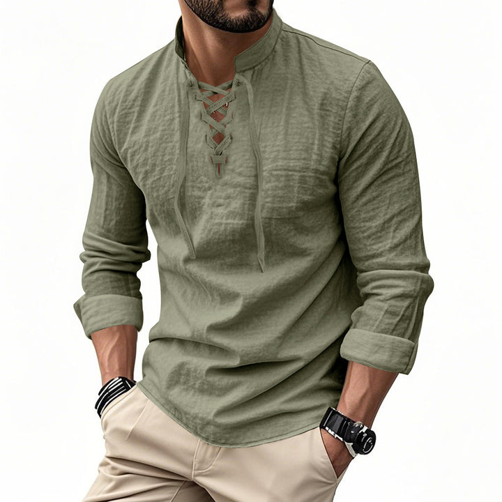 THE ROGUE LACE-UP LINEN SHIRT