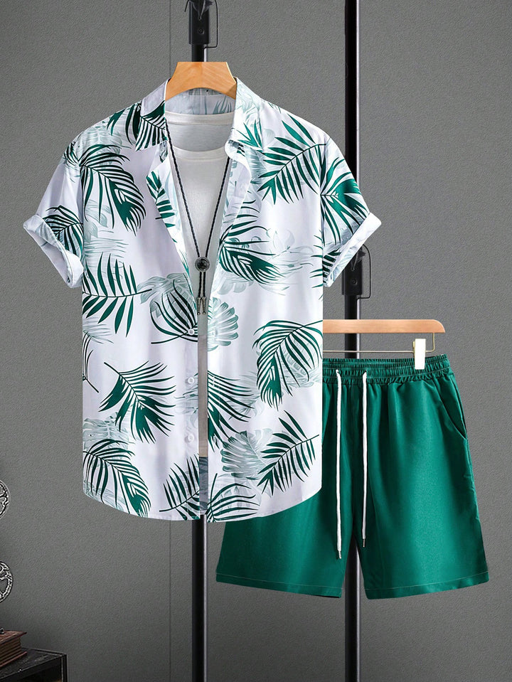 Men’s Tropical Print Shirt &amp; Shorts Set