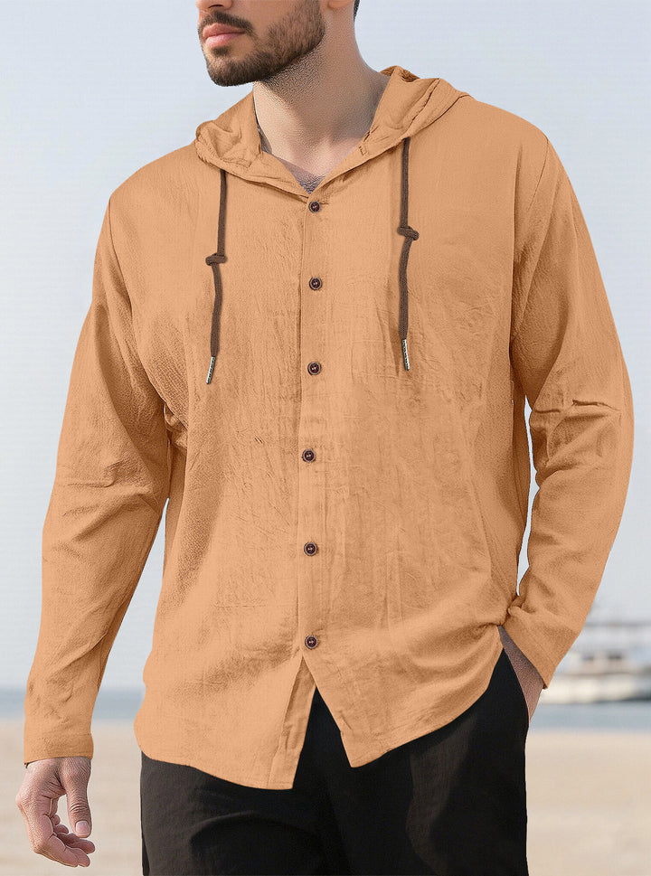 Men’s Lightweight Linen-Blend Hooded Shirt