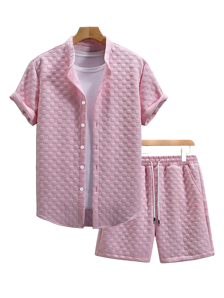 Men’s Textured Short-Sleeve Shirt &amp; Shorts Set